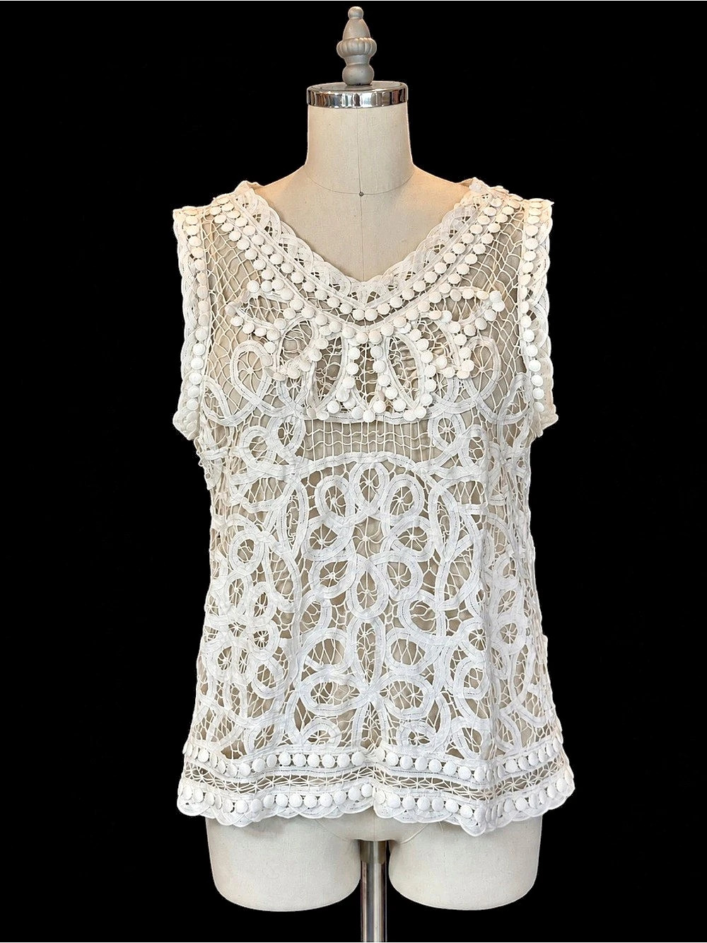 Oscar de la Renta Lace Blouse in White Size XL